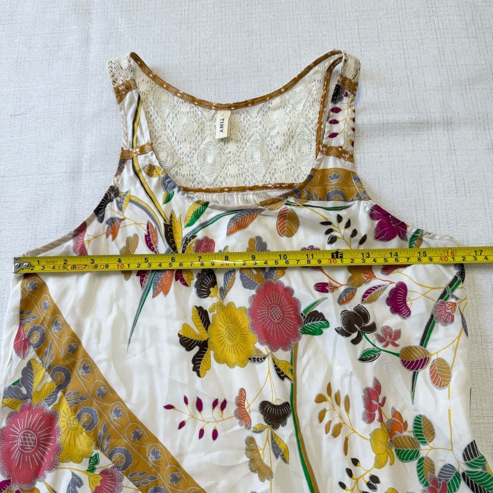 Tiny Anthropologie Silk Blend Floral Lace Romantic Tank Top Size XS Boho Summer - Picture 5 of 8